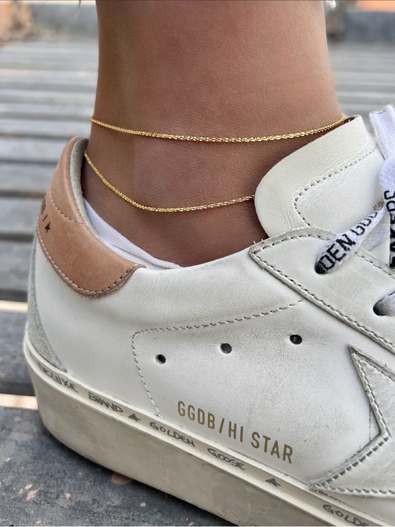 Baby Gold Glimmer Chain Anklet With Adjustable Clasp